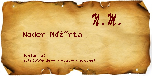 Nader Márta névjegykártya